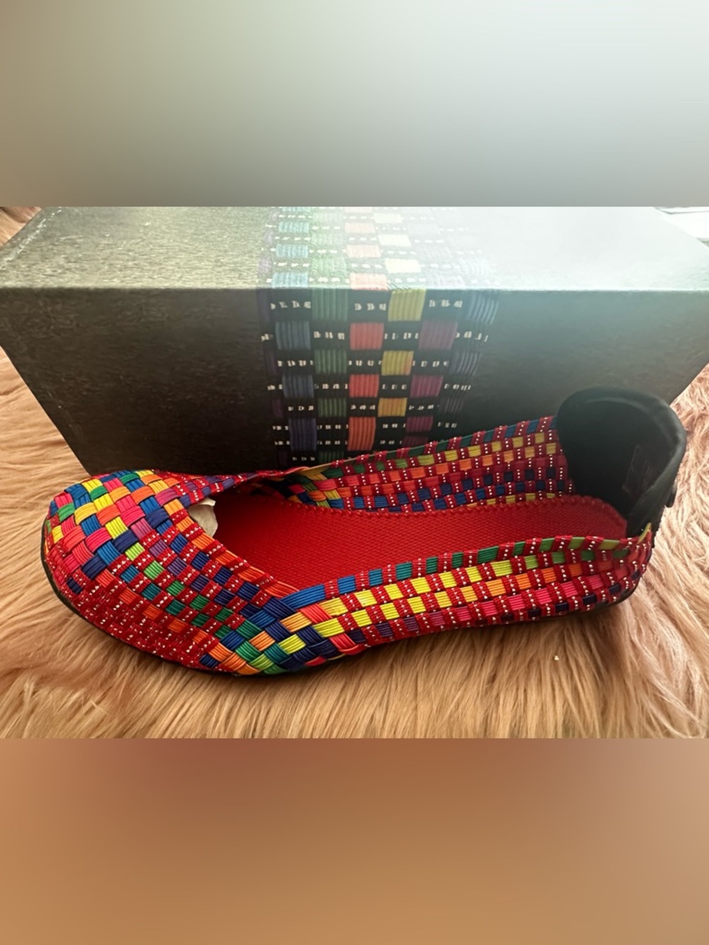 bernie mev. Women’s Rainbow Woven Slip-On Flats